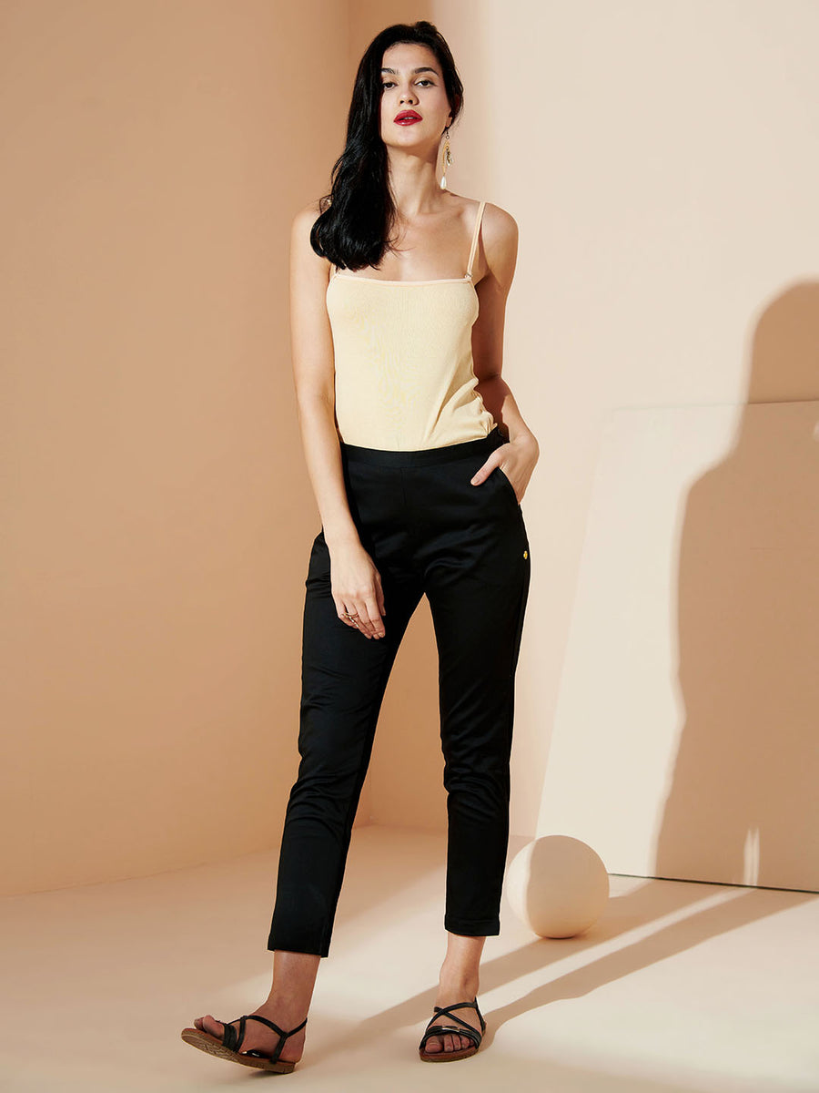 Lycra Black Side Zip Pant