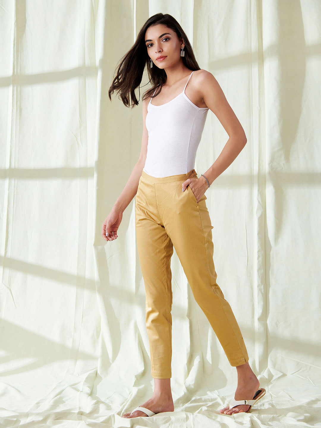 Buy Gold Trousers  Pants for Women by Saffron Threads Online  Ajiocom
