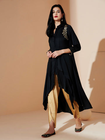 BLACK TRAPEZIO TUNIC