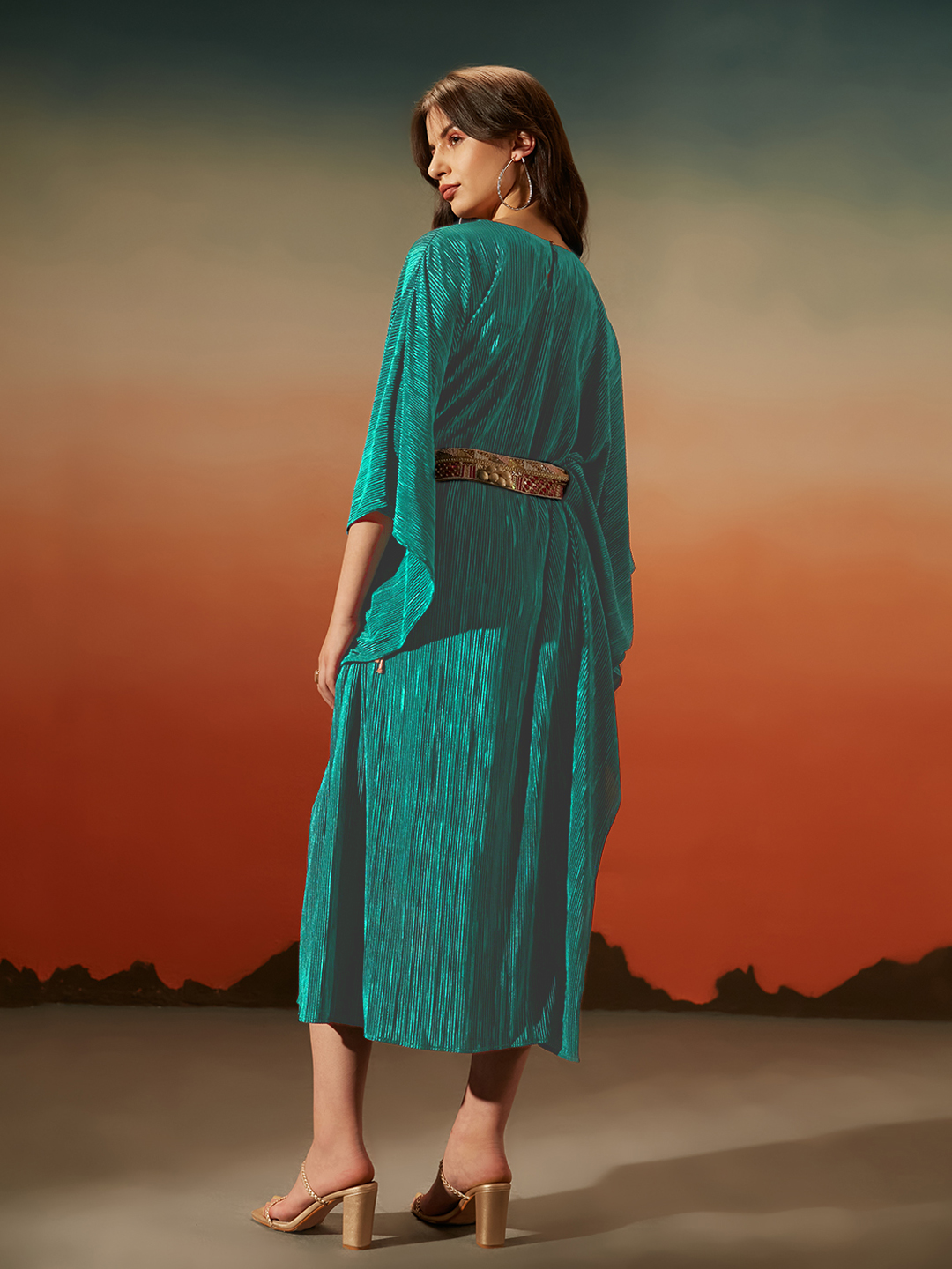 Turquoise sales pleated dress