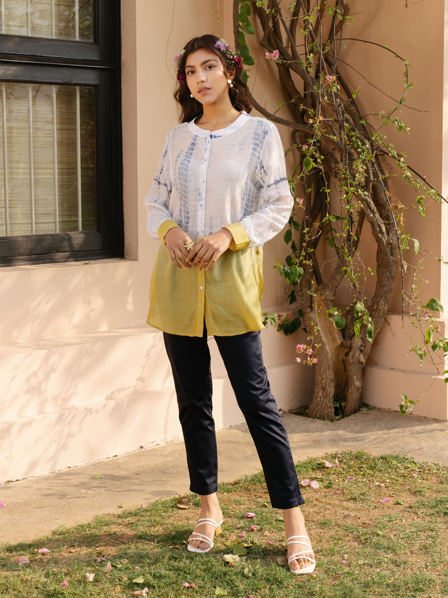 YELLOW DIP DYE BUTTON DOWN SHIRT