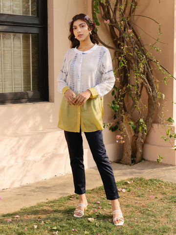 YELLOW DIP DYE BUTTON DOWN SHIRT