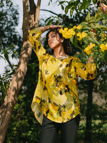 YELLOW FERNS BUTTERFLY SHIRT