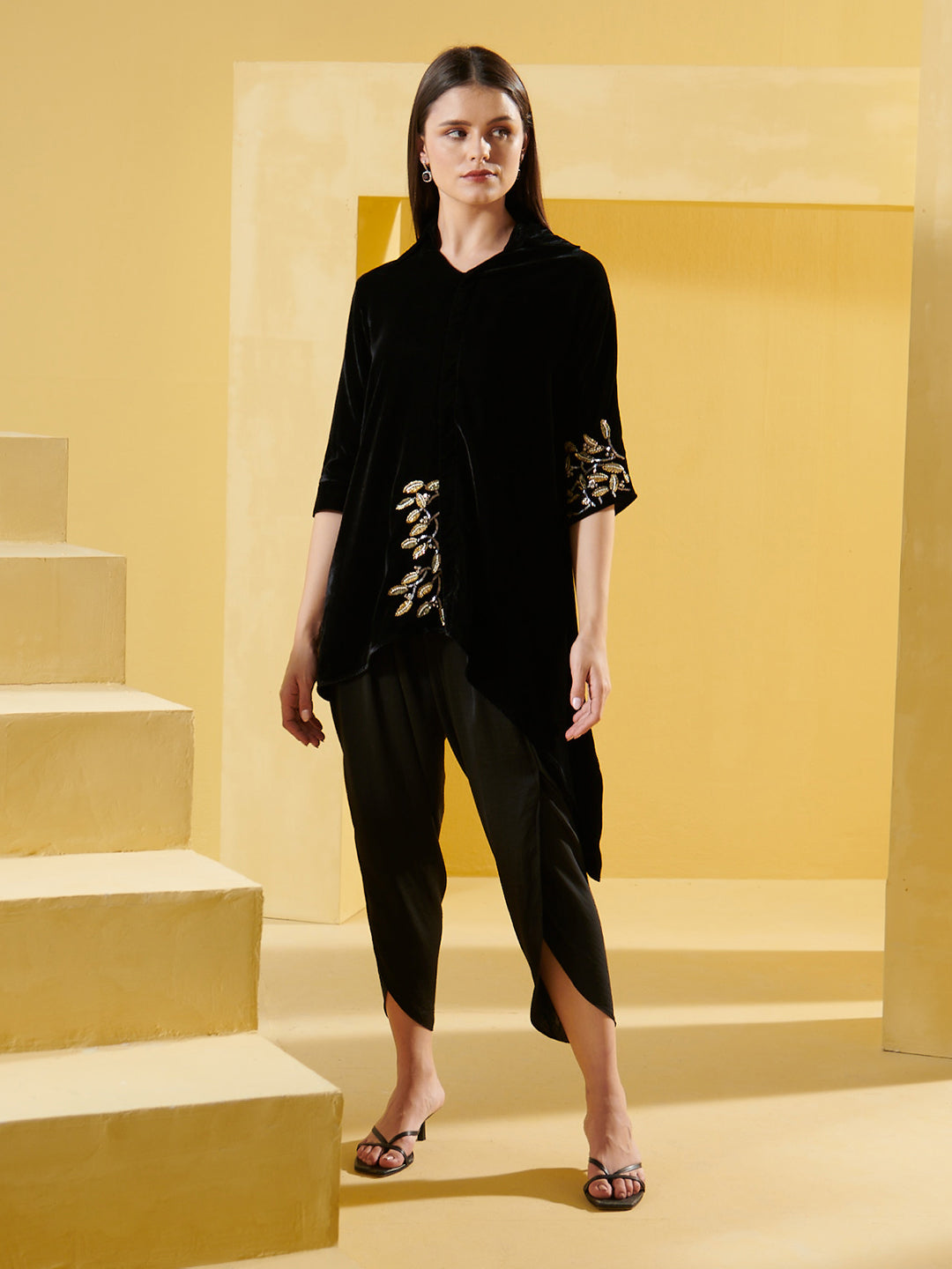 Buy Velvet Black Ace Tunic Online - Chique