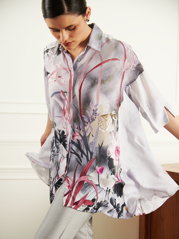 GREY LOTUS SIDE PANEL SHIRT