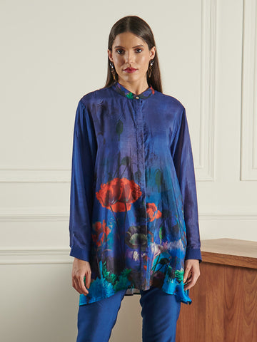 BLUE BODHI CONCEAL BUTTON SHIRT