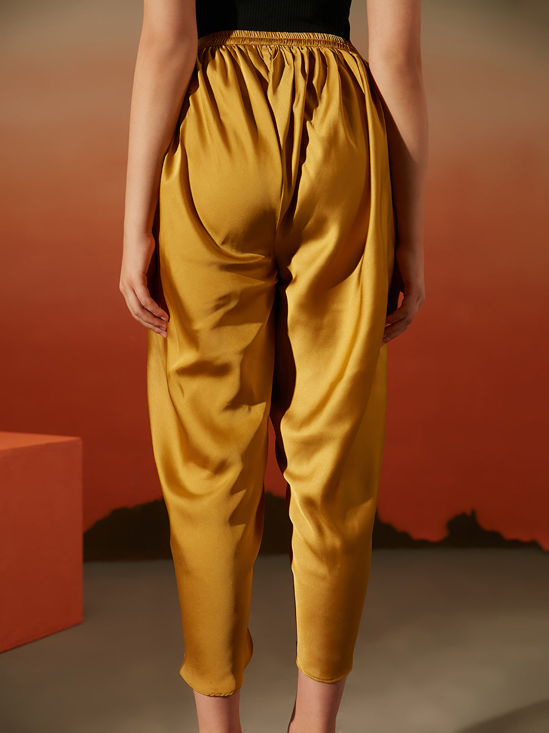 Shop Yellow Crepe Solid Pant With Pocket for women buy from Soch India